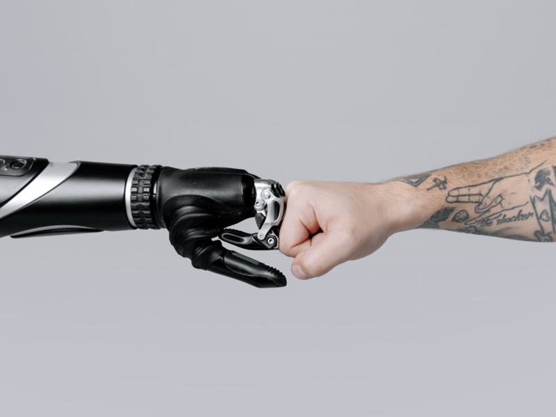 robot hand and human hand